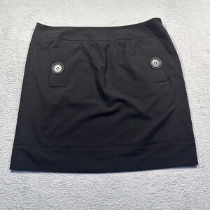 Larry Levine Black Mini Skirt Women's 16 Stretch Button‎ Detail Career Skirt